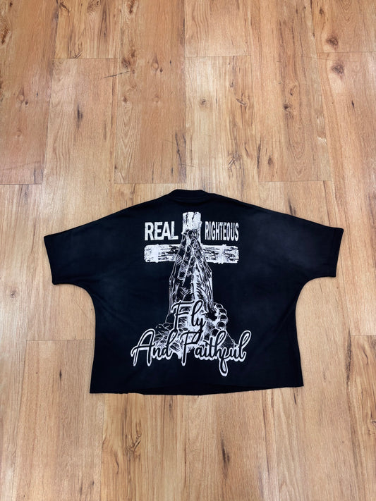 Fly & Faithful Boxy tee "black/white"