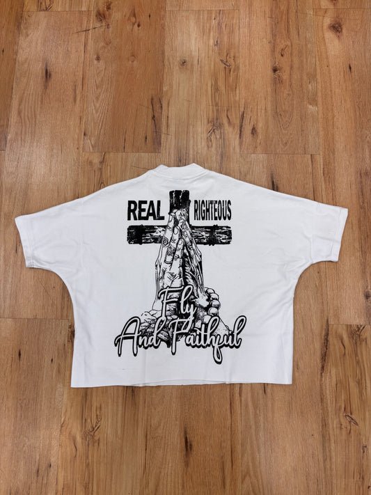 Fly & Faithful boxy tee "white/black"